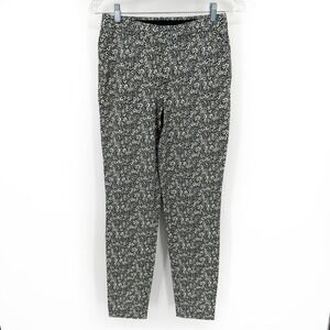 Isaac Mizrahi Live Regular 24/7 Stretch Ditsy Floral Slim Leg Pants Black Size 0